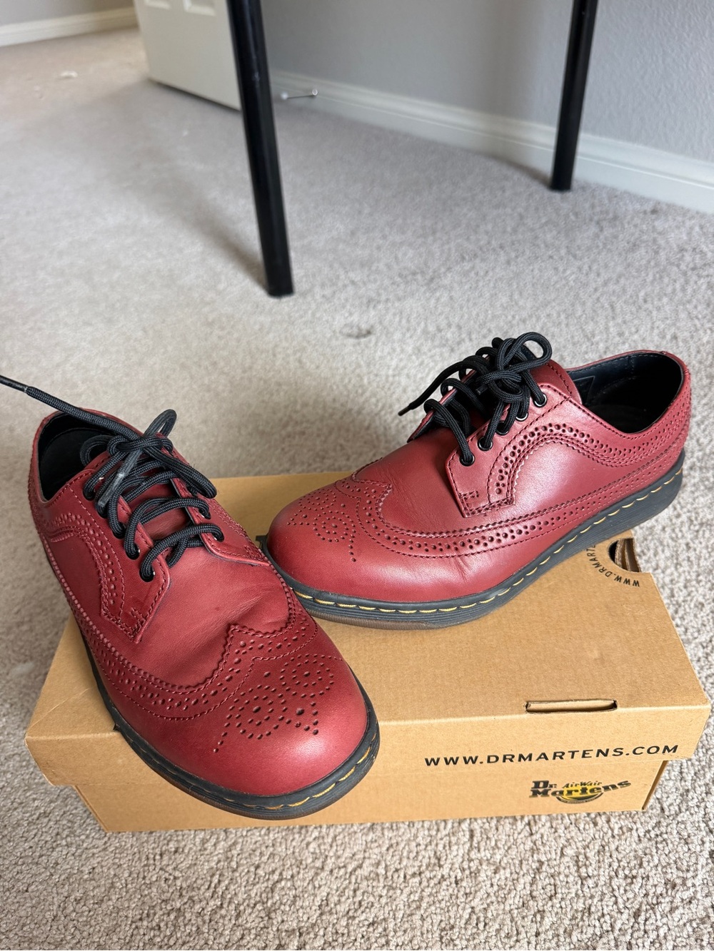Dr. Martens Red Wingtip Derby Oxfords